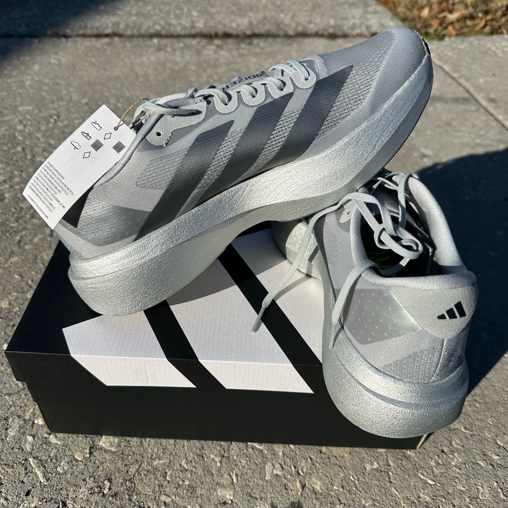 Adidas Men's Adizero EVO SL Running Shoes Silver Metallic Multiple Sizes Read - Picture 9 of 11
